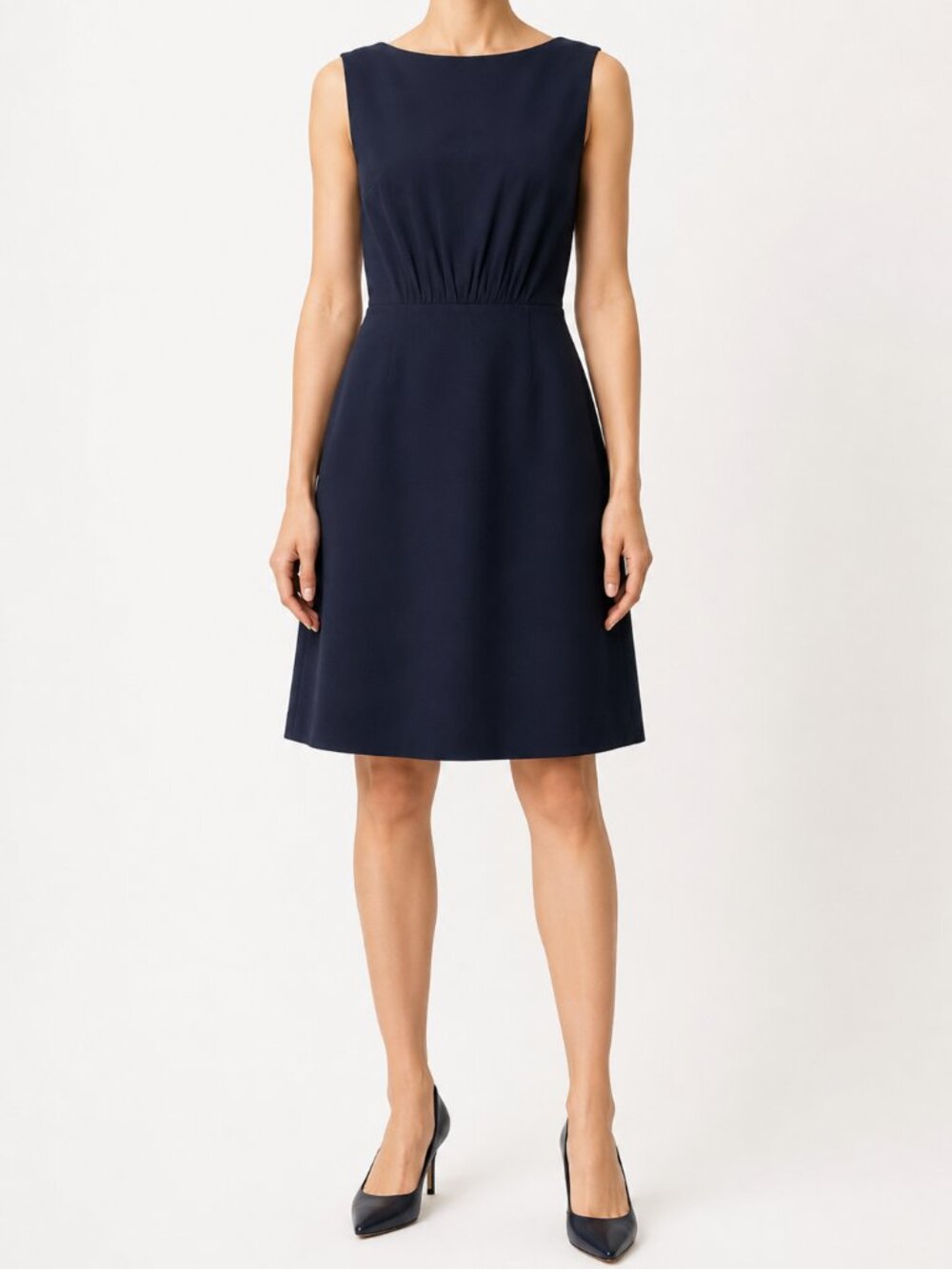 Ferragamo Navy Wool Crepe Audrey Hepburn style Dress - Size 6/8